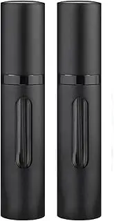 Travel Essentials Travel Perfume Atomiser 2-Pack - 5ml Leakproof Refillable Perfume Bottles with Pump, Mini Portable Fragrance Sprayer for Women Men (Black)