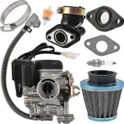 Gy6 50cc 49cc Carburetor Compatible 139qmb 4 Stroke Scooter Atv Moped Go Kart Taotao Engine 18mm Carb+1 Intake Manifold, 1 Air Filter, 1 Fuel Filter,-