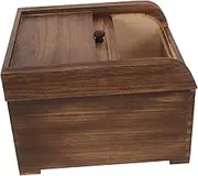 OHPHCALL Rice Storage Container Wooden Food Bin for Kitchen Organization Airtight Cereal Storage for Rice Flour and Grains Stylish Design for Pantry Use