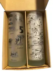 Kruger National South Africa Park Tumblers Frosted Glass Set of 2 5” Tall