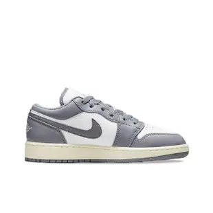 【NIKE 耐吉】休閒鞋 Air Jordan 1 Low 運動 低筒 復古 小DIOR 奶油底 灰 白 大童 女鞋(553560-053)