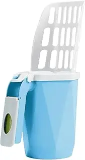 3-in-1 Cat Litter Scoop with Holder & Bag Container, 11.8x6.7 Large Capacity Litter Box for Indoor/Outdoor Cats, Blue