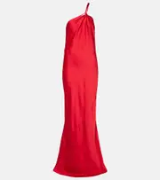 [Norma Kamali] Norma Kamali Open-back one-shoulder satin gown AU 16 red