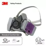 3M 6200 / 07025 Half Mask Respirator & 2- 3M 7093 P100 Particulate Filter MEDIUM
