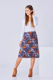 Poppy Navy Patchwork Skirt--TBL-22-CT-PN