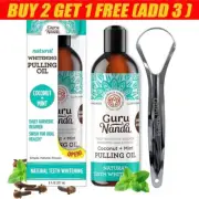 GuruNanda Coconut & Peppermint Oil Pulling - 8 Fl.Oz with Tongue Scraper