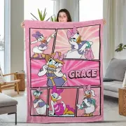 Personalized Disney Daisy Duck Plush Fleece Blanket, Disney Birthday Girls Gift