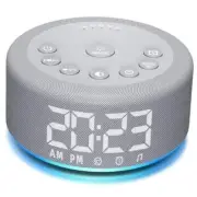 【3 in 1】 Sound Machine Alarm Clock Night Light White Noise Machine with 27 Gray