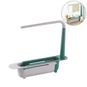 Catzon Telescopic Sink Storage Rack Dishcloth Sponge Draining Holder-Green