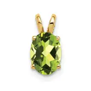 14K Yellow Gold 8x6mm Oval Peridot Checker pendant