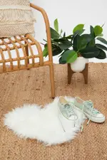 White Fur Heart Rug