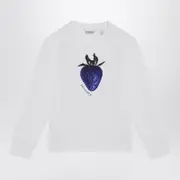 [Burberry] White Cotton Sweatshirt With Logo Print 10 Y White