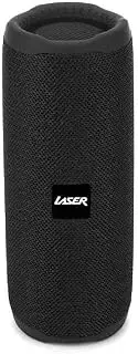 [Laser] Portable Bluetooth Speaker Lite - Fabric Design, 3 Hours Playtime, TWS, LED Lights, USB-C Charging, USB/SD/AUX Inputs, Micro SD Support, Dual 5W Drivers, Compact and Lightweight - Black