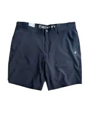 Hurley Mens Black Reflective Hybrid Walkshort Shorts Quick Dry Size 40 NEW NWT