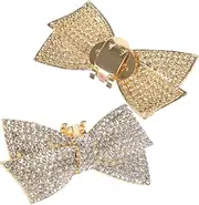 [Ipetboom] 2pcs Detachable Rhinestone Bow Shoe Clips Sparkling Shoe Accessories Elegant Buckles for Heels Flats Boots