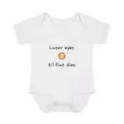 Bitcoin Baby Bodysuit "Laser eyes til fiat dies" Cute Infant Crypto Outfit
