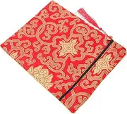 Ipetboom Religious Text Storage Bag Buddhist Book Wrapping Quran Cover Silk Fabric Organized Book Pouch Red
