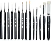 ARTIFY Miniature Drybrush Paint Brush Set: 14-Piece Round Small Detail Model Paintbrushes, Thin Mini Tiny Micro Paint Brushes for Miniature Painting