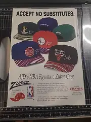 Zubaz Champs Sports NBA Hats Print Ad 1991 8x11 Vintage Great To Frame