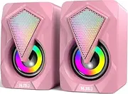 2.0 PC Speaker Set, 6 Watt, 3.5 mm AUX Jack, Boxes with USB Power Supply, RGB LED Light Speaker Set, Gaming Speaker for Laptop, Computer, Monitor, Music Player PS5