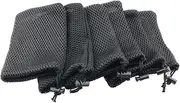 ZCZQC 6pcs Cell Phone Nylon Mesh Drawstring Pouch Bags Black Mesh Mobile Phone Data Cable Charger Storage Pouch Bag Portable Organizer