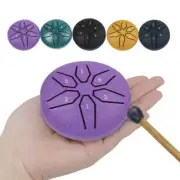 3 Inch 6 Tone Steel Tongue Drum Mini Hand Pan Drums Drumsticks Tambourine Drum