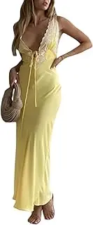 [Abendedian] Women Sexy Midi Dress Tie Up Solid Color Halter Neck Sleeveless Bodycon Open Back Summer Clubwear Beach Dress