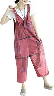 [TaoZiPeach] Summer British Womens Overalls Ladies Patchwork Loose Denim Pantalons Female Oversized Pants