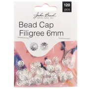 John Bead Bead Cap Filigree 6mm 120/Pkg-Silver