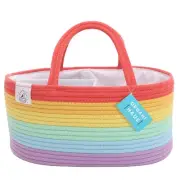 Rainbow Baby Diaper Caddy Organizer for Girls, Nursery Rope Baby Basket for O...
