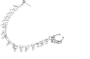 [Generic] Punk Fake Nose Ring Hoop Non-Piercing Disc Tassel Ear to Nose Chain Stud Earring Minimalist Jewelry for Women