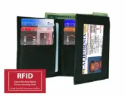 RFID BLOCKING MENS LEATHER THIN TRIFOLD WALLET ID WINDOW 12 CREDIT CARD HOLDER