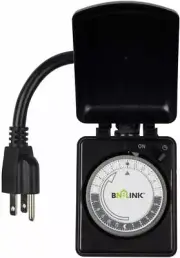 BN-LINK Outdoor Mechanical Plug in Outlet Timer -Heavy Duty 24 Hr Dual Outlet