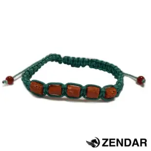 【ZENDAR】頂級天然紅珊瑚鼓形台灣玉編織手鍊 綠色編織手鍊(79088-G)