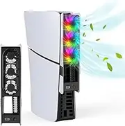 Redlution Cooling Fan with RGB LightIing for PS5 PRO and PS5 Slim DISC&Digital,3 RGB Quiet Cooling Fan,Ajustable Airflow Modes, Easy Install USB Port