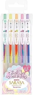 Zebra Sarasa Clip 0.5mm Ballpoint Pen, Marble Color 5 Colors Set (JJ75-5C-MB)