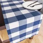 Encasa Cotton Table Runner | Size 13x59 in | Buffalo Blue Checks - Machine Wa...
