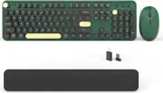 Colorful Wireless Computer Keyboards Mouse Combos, Cute Retro Dark Green