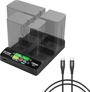 Accsoon Toprig 4-Channel Camera Battery Charger with PD100W Fast Chargering, LCD Screen NP-F Battery Charger Station, Compatible with NP-F550, NP-F750, NP-F970 Series, Two Charging Modes