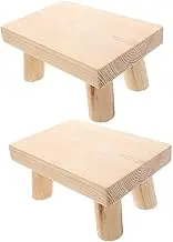 GOOHOCHY 2Pcs Step Stool Safe Wooden Footstool with Rounded Corners for Home Use Kitchen Bathroom and Study Supports Proper Posture and Prevents Injuries