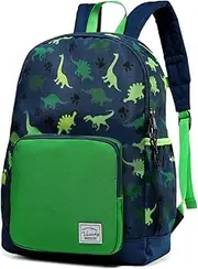 Kids Backpack, VASCHY Cute Lightweight Water Resistant Preschool Backpack for Boys Toddler Backpack Kindergarten Bookbag Green Dinosaur
