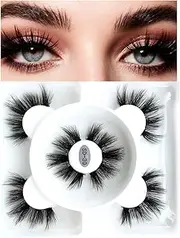 Natural false eyelashes set 3 pairs - cat eye fox eye thin terms | 3D thick curling | mink soft and fluffy reusable makeup colorful eyelashes, suitable for daily/party wear (30)
