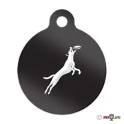 Border Collie Frisbee Disc Dog Engraved Keychain Round Tag w/tab Many Colors