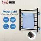 ACA Wall Square Electric Heated Towel Rack Stainless Warmer Rail 6 Bars Black