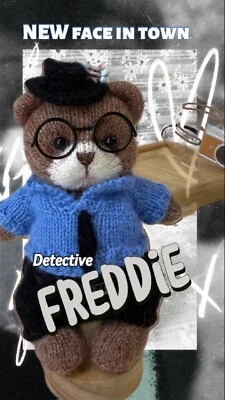 Handmade Crochet Teddy Bear – Freddie the Detective Bear | Mini Plush Toy
