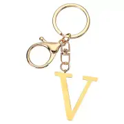 Initial Letter Key Chain Letter A-Z Keychain Initials Keyring, Golden (V)