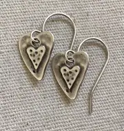 New Handcrafted Sundance Charm Heart hammered Earrings Silver Artisan Jewelry