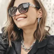 Brighton CONTEMPO LINX Square Sunglasses UVA/UVB Crystals $138 NWT