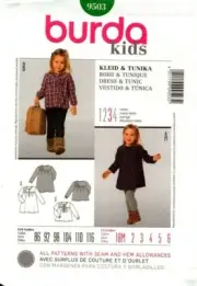 Burda Sewing Pattern 9503 Burda Kids Girls Toddler Dress Sizes 18M-6 NEW