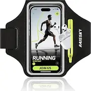 Kebrela Running Armband with Earphone Bag for iPhone 16/15/14 Max/Pro/Plus & Galaxy S20/S10, Touchscreen Compatible, Phone Holder for Running with Card Slot & Key Pockets, Fit Up to 6.9 Phone